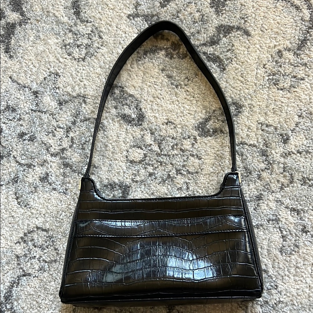 Liz Claiborne Black Croc-Embossed Shoulder Bag